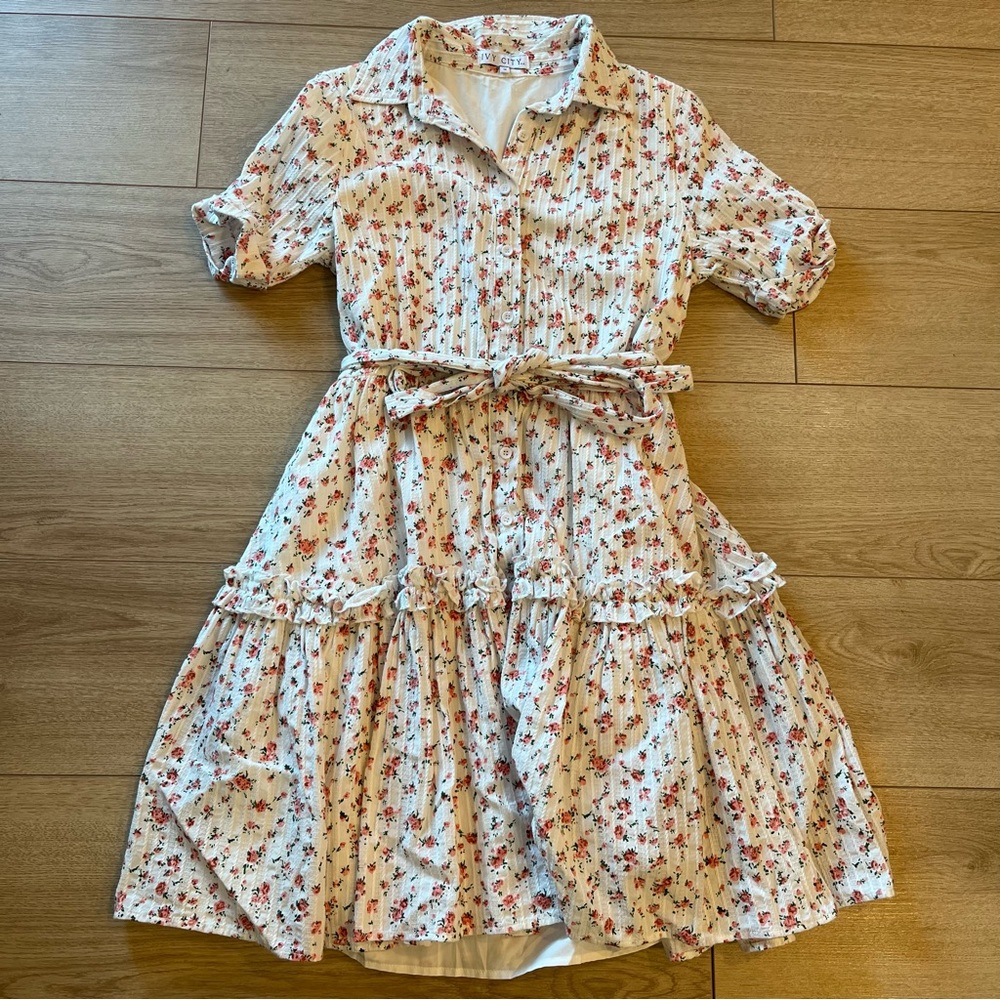 Ivy City Co Floral Mini Dress - Cream and Red